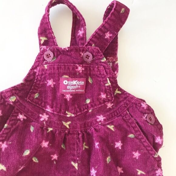 Oshkosh vintage floral/leaf corduroy overalls 6m - Picture 2 of 5